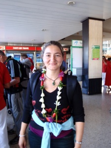 Inma en el aeropuerto de Papeete. Tahití